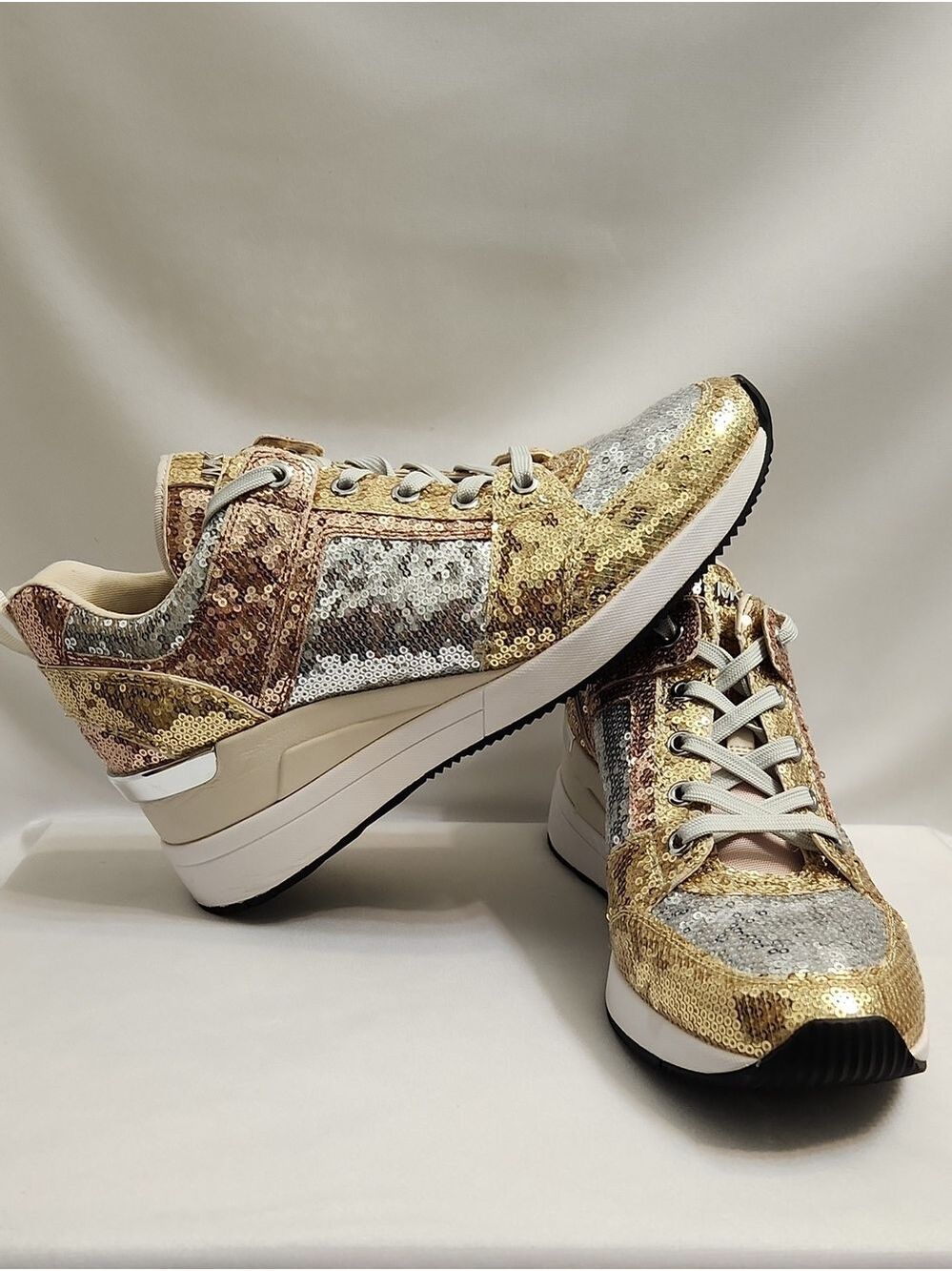 Michael Kors Georgie Colorblock Sequined Canvas Trainer Sneakers (Size 9.5)